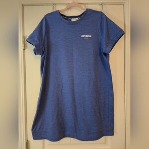 Juicy Couture Blue Cotton Knit T-Shirt Mini Dress Fits XL Retro Vintage Summer